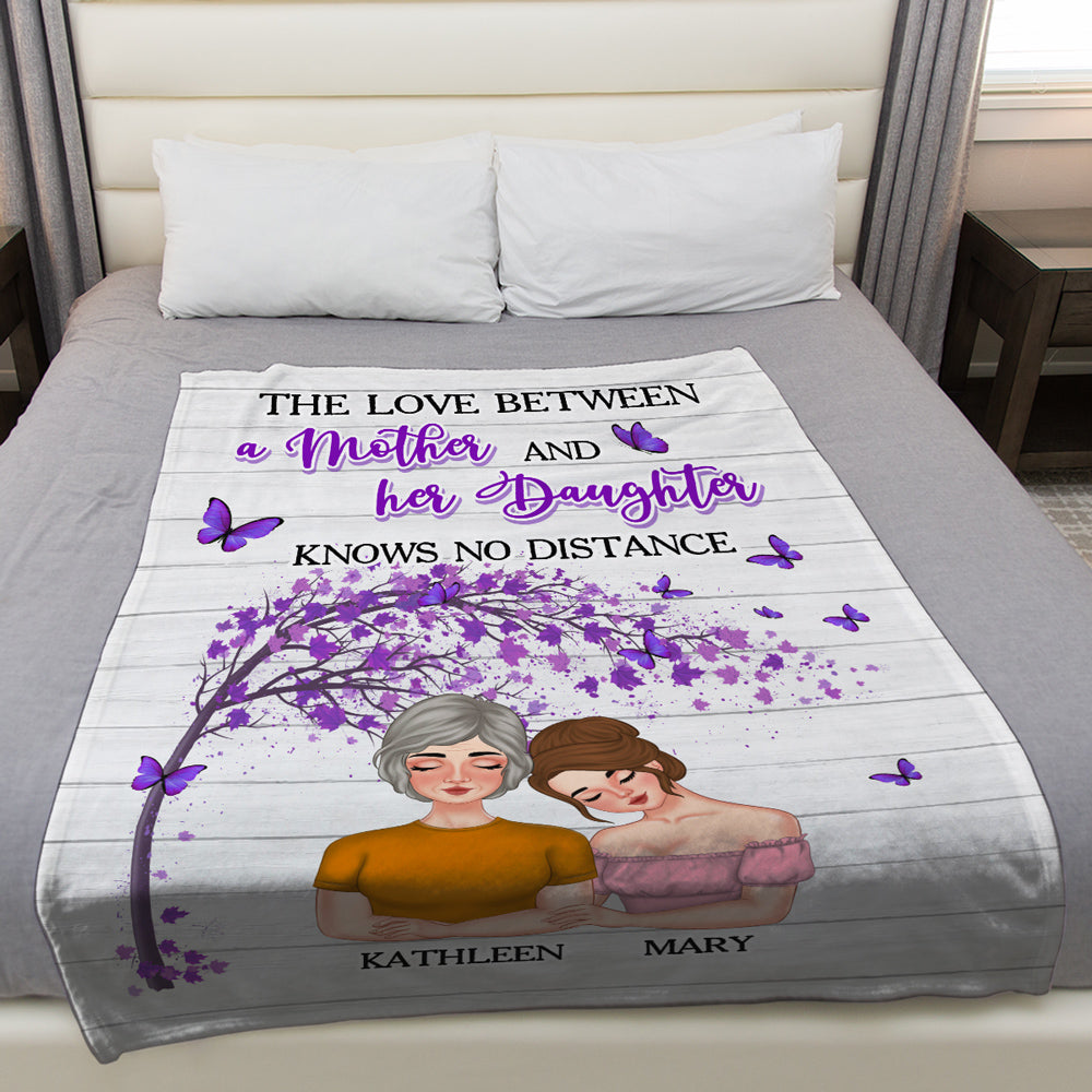 Love Between Mom And Daughters No Distance - Personalized Custom Fleece Blanket
