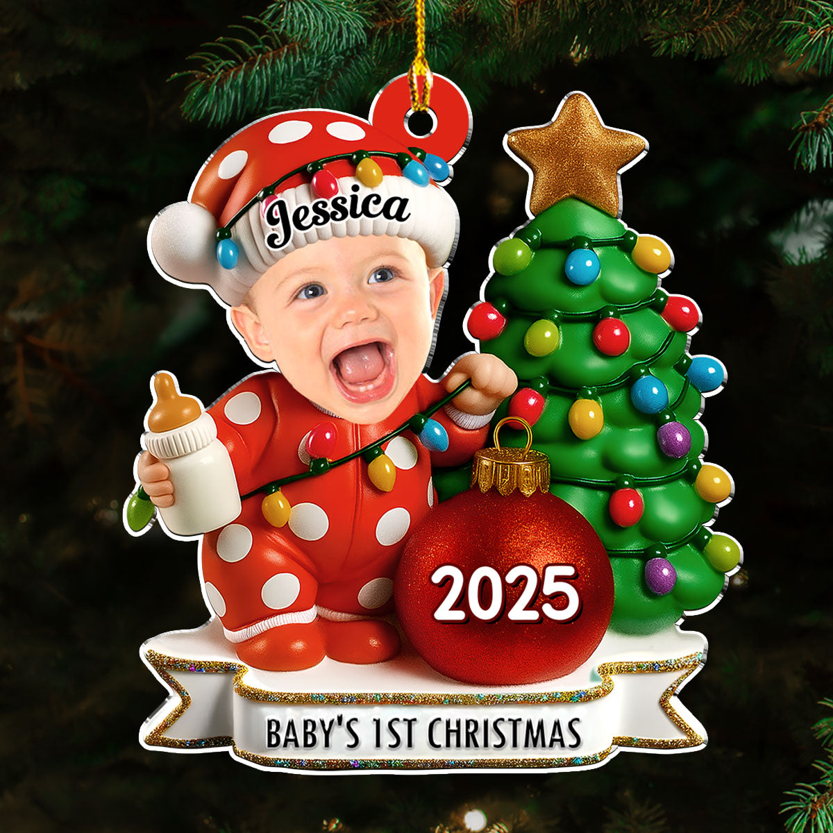 Red Dot Holiday Ver 2 - Personalized Custom Acrylic Ornament