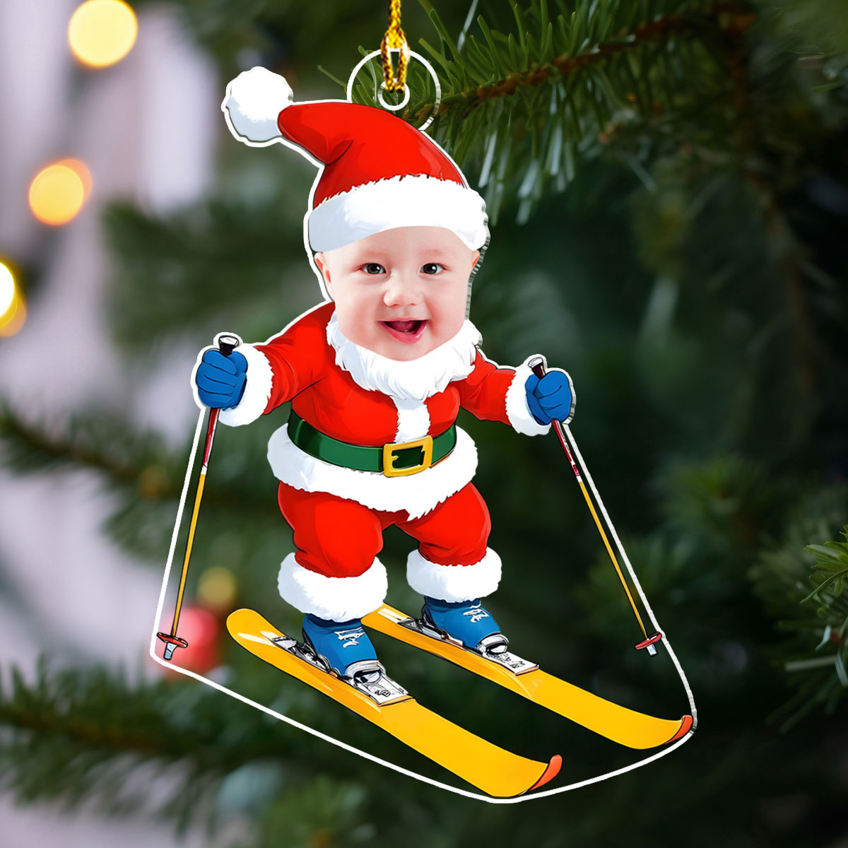 Skiing Christmas - Personalized Custom Acrylic Ornament
