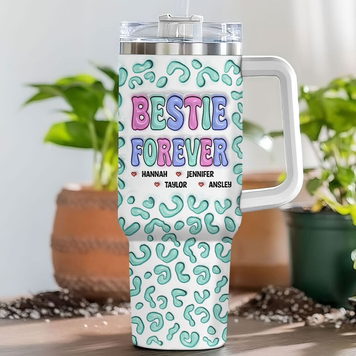 Besties For The Resties - Personalized Custom 3D Inflated Effect Printed 40 Oz Tumbler