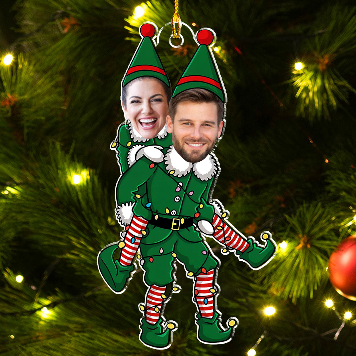 Couple Funny Christmas - Personalized Custom Acrylic Ornament