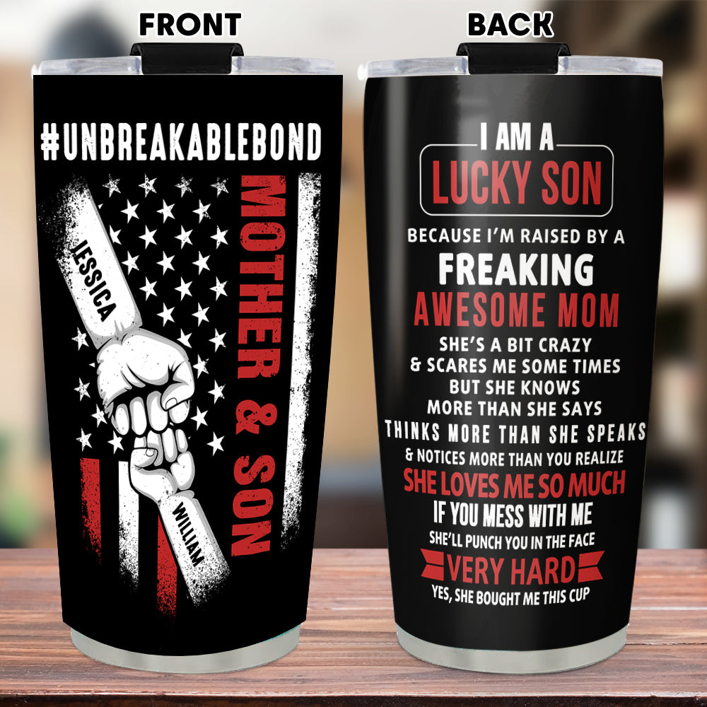 Lucky Son Of An Awesome Mom - Personalized Custom Tumbler