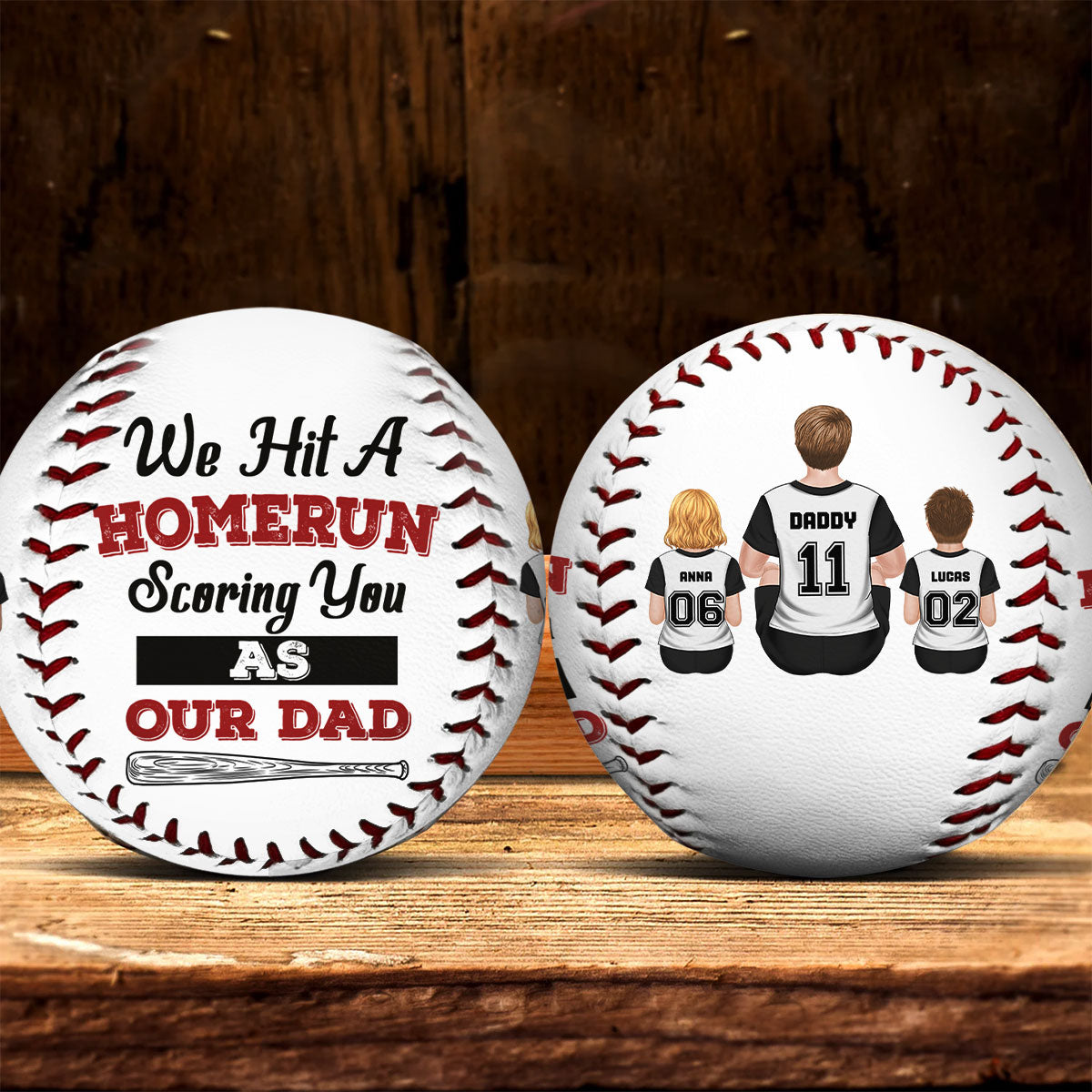 We Hit A Homerun Scoring You As Our Dad - Personalized Custom Baseball