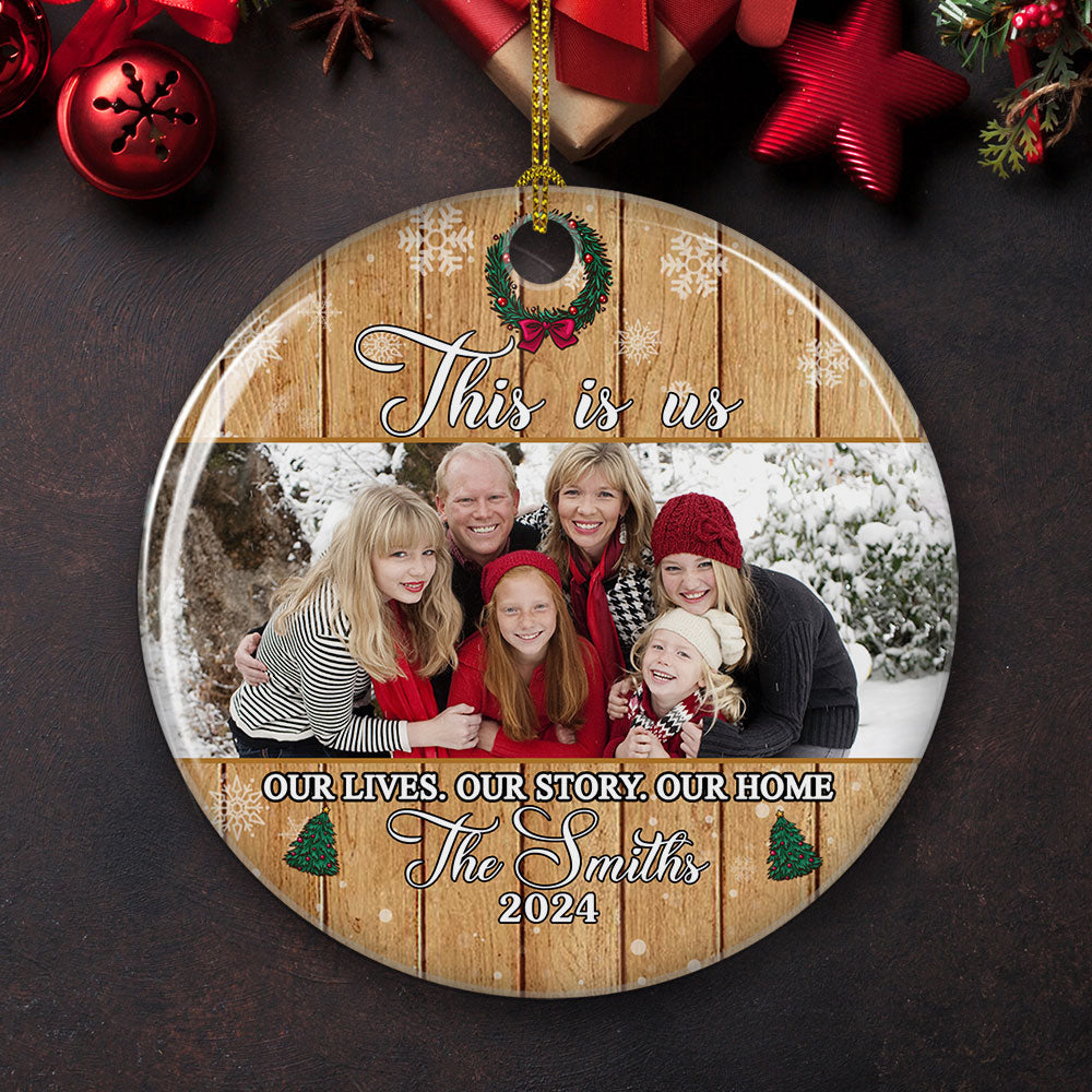 This Is Us - Personalized Custom Photo Circle Ceramic Ornament