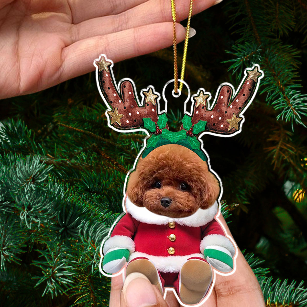 Baby Dog Reindeer - Personalized Custom Acrylic Ornament