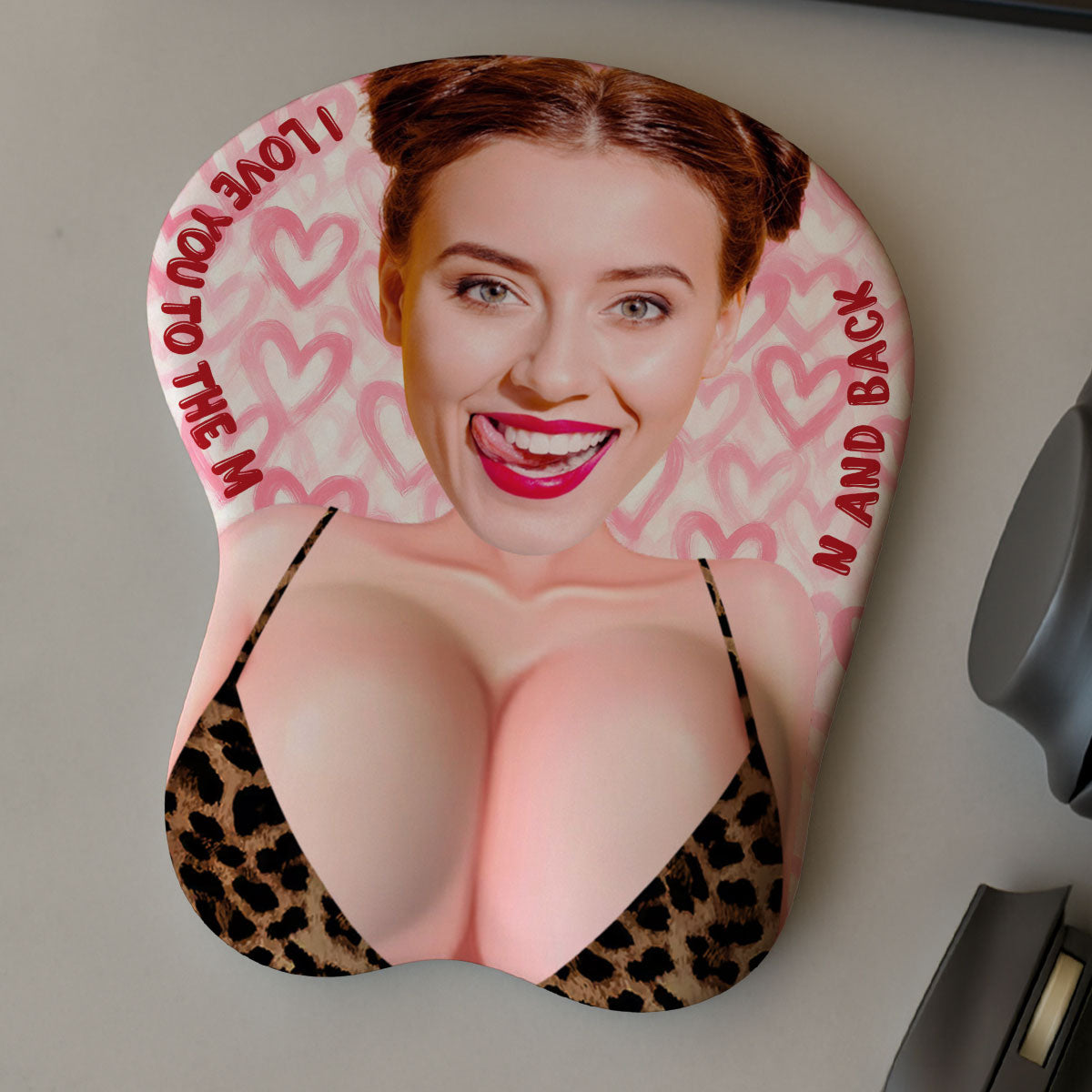 Love You To The Moon And Back Custom Face - Personalized Custom 3D Mouse Pad