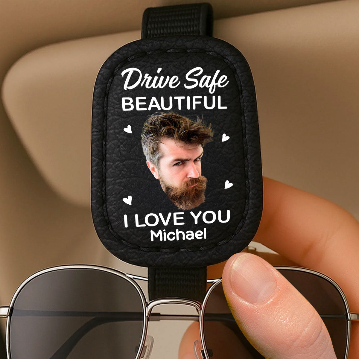 I Love You Beautiful - Personalized Custom Sunglasses Holder For Car Visor