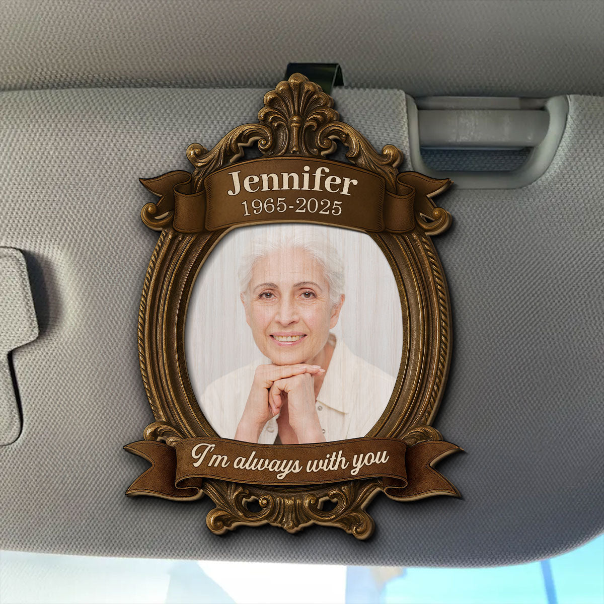 Always With You Vintage Frame - Personalized Custom Car Visor Clip