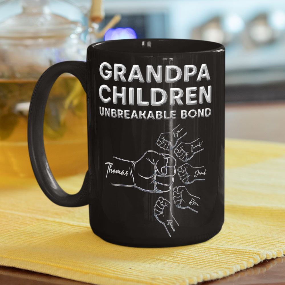 Grandpa Children Unbreakable Bond - Personalized Custom Black Coffee Mug