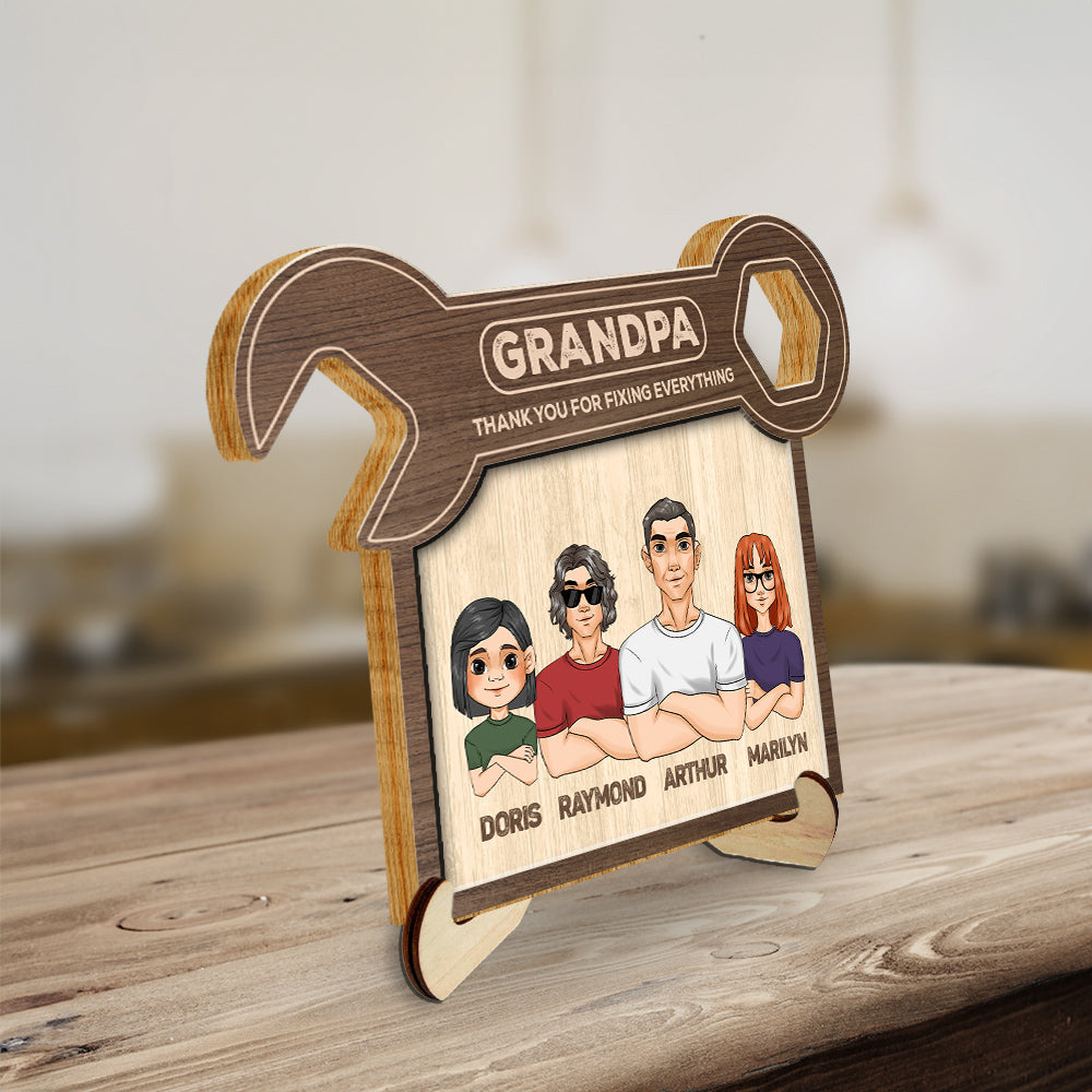 Dad Thank You For Fixing Everything - Personalized Wooden Plaque
