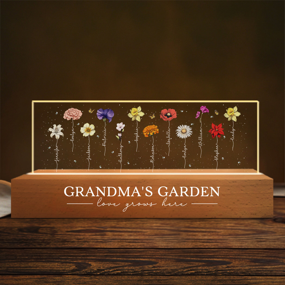 Garden Of Grandma - Personalized Custom Acrylic Letters 3D LED Night Light