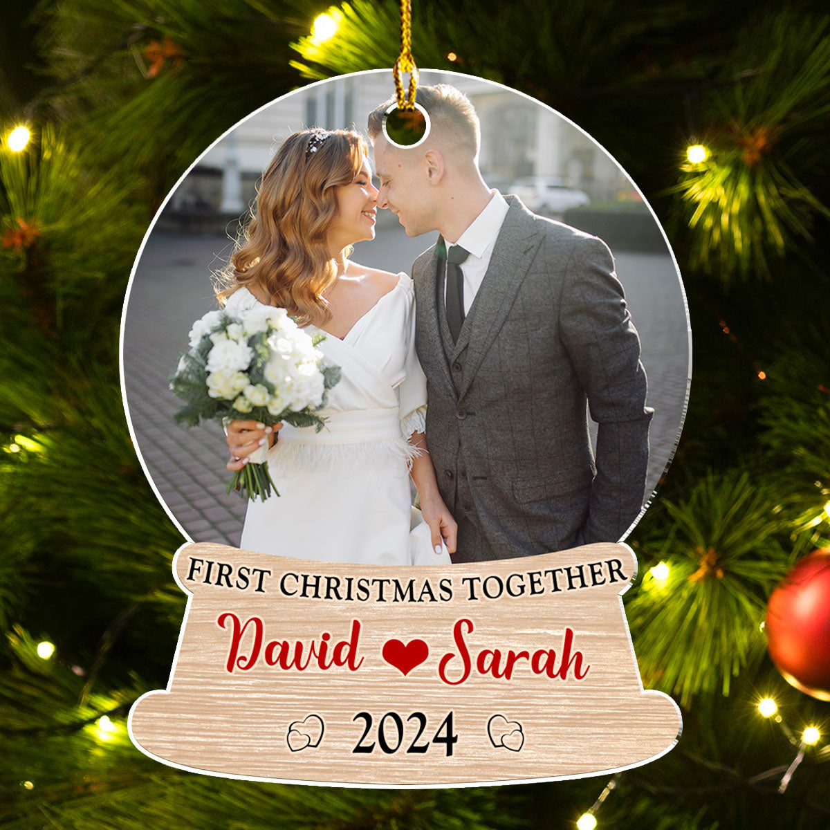1st Christmas Married Custom Photo - Personalized Custom Acrylic Ornament