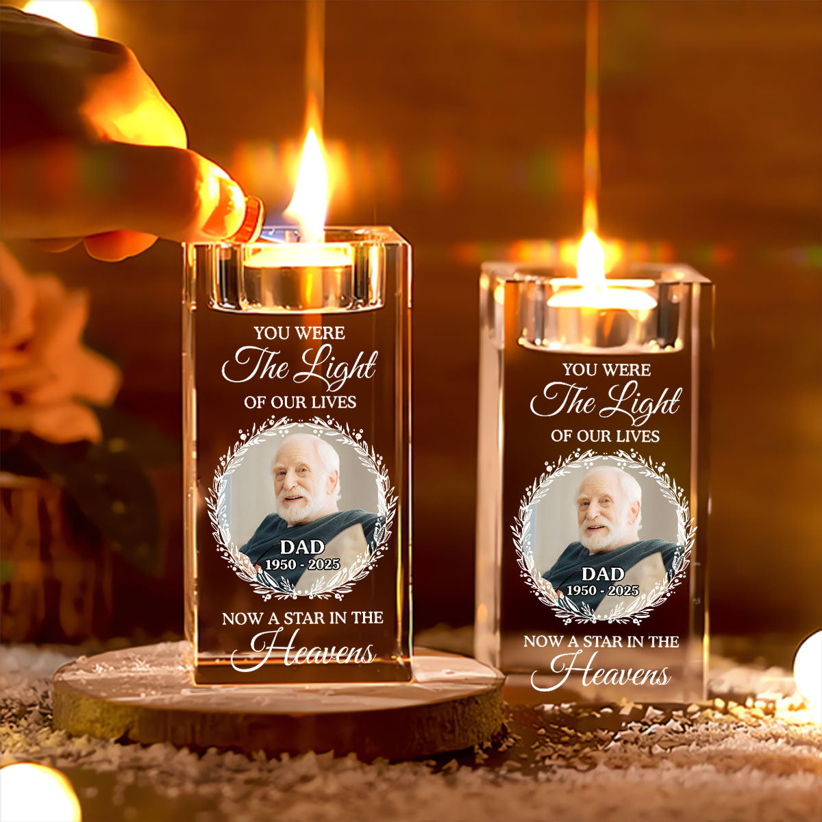 Our Light - Personalized Custom Crystal Candle Holder