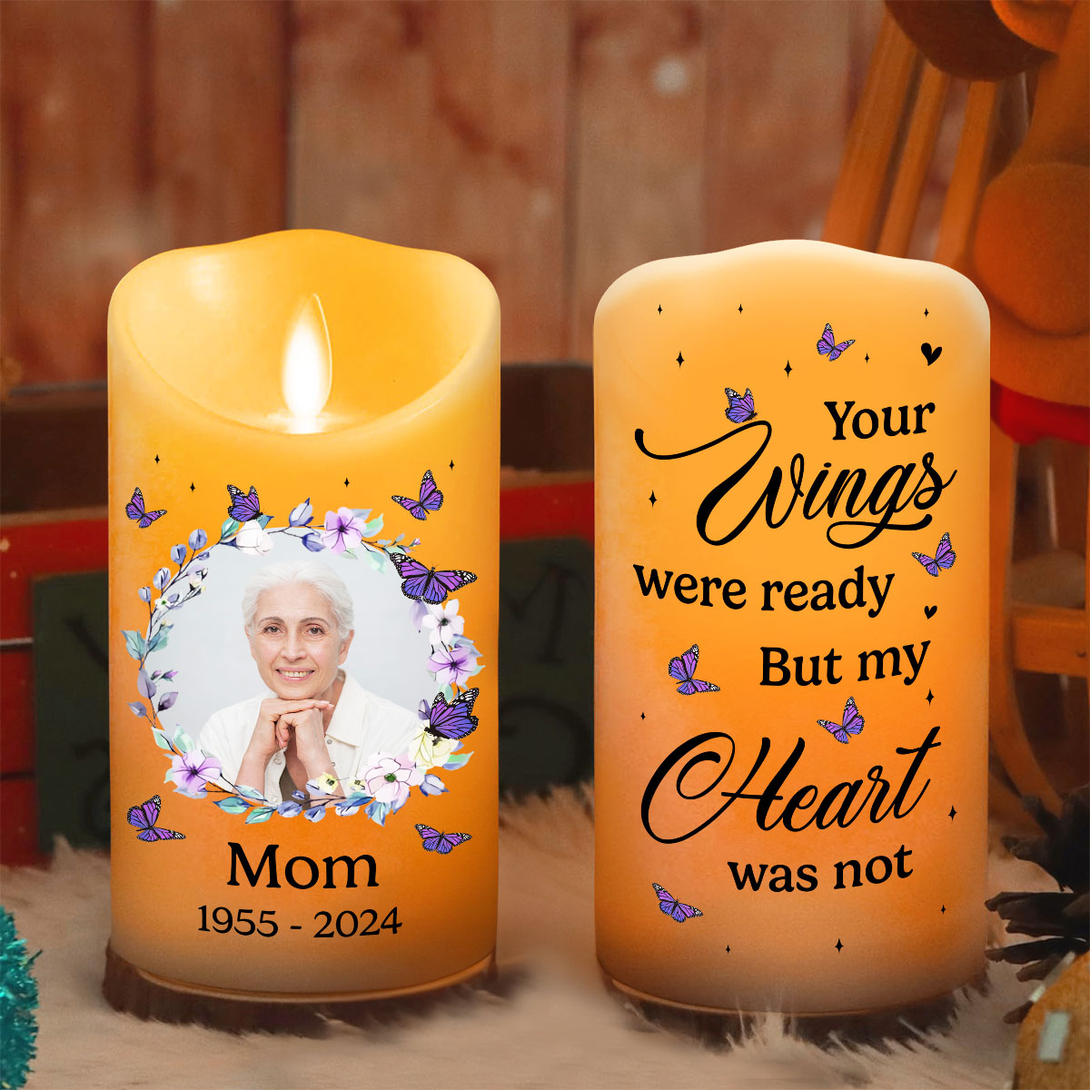 Your Wings Were Ready - Personalized Custom LED Candle