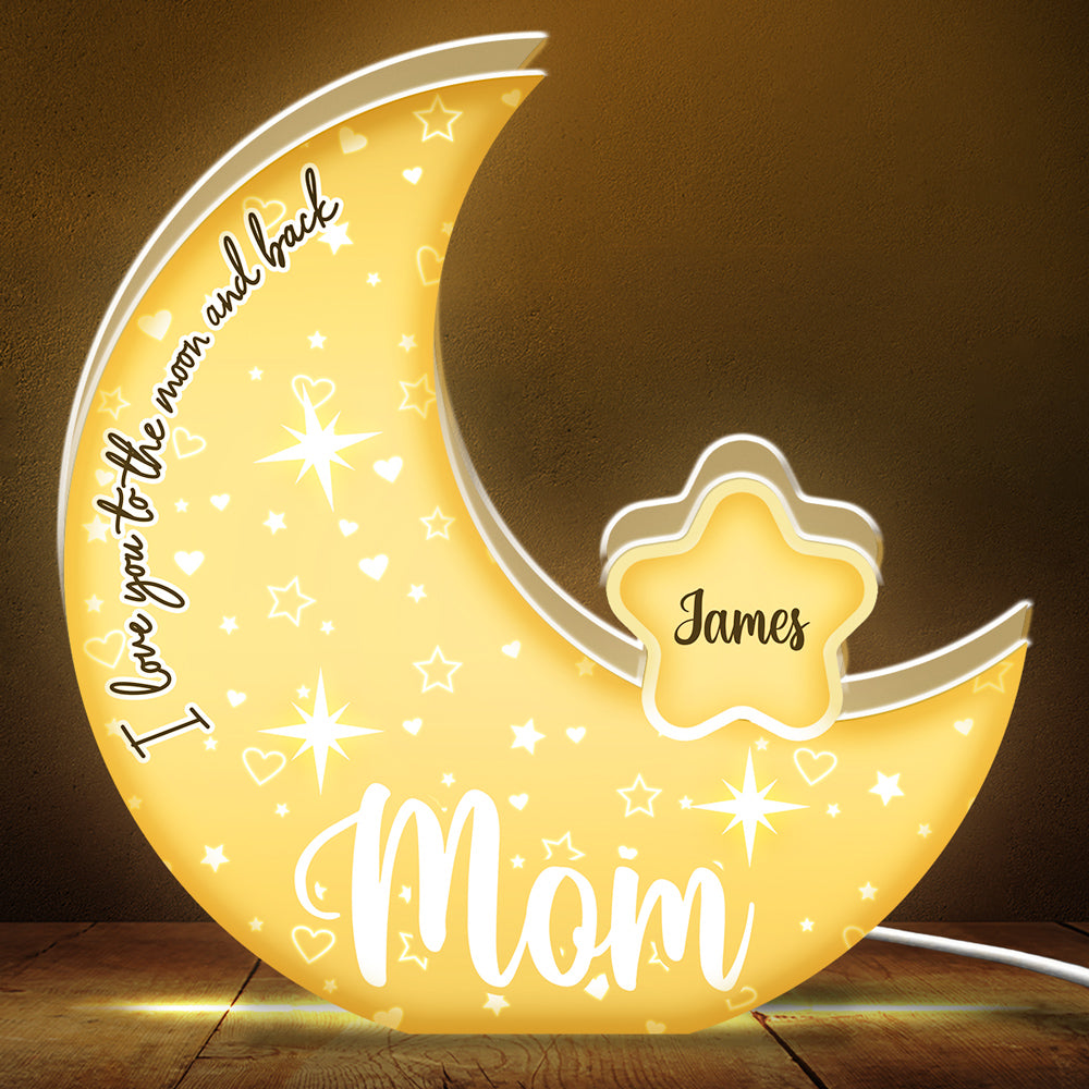 Mom, We Love You To The Moon And Back - Personalized Custom Light Box