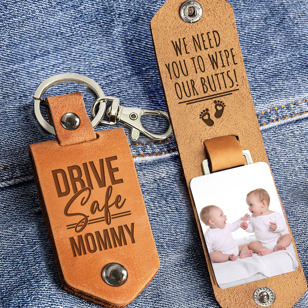 Wipe My Butt - Personalized Leather Photo Keychain