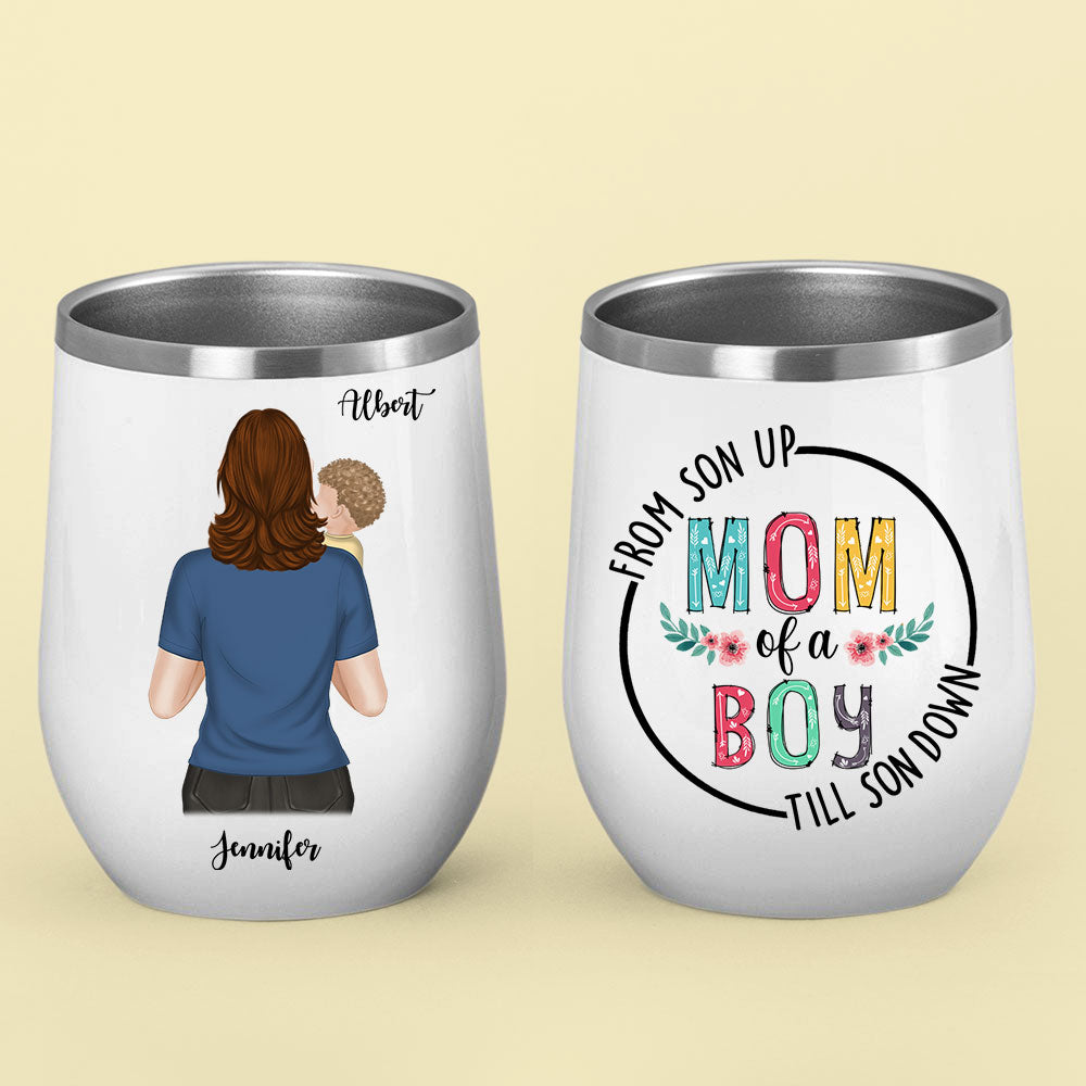 Mom Of Boys - Personalized Custom Wine Tumbler