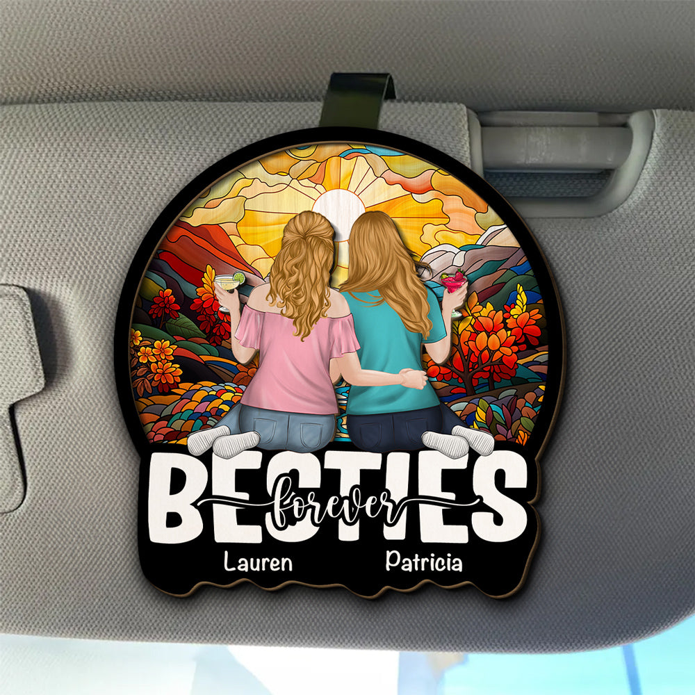 Besties Sitting Together - Personalized Custom Car Visor Clip