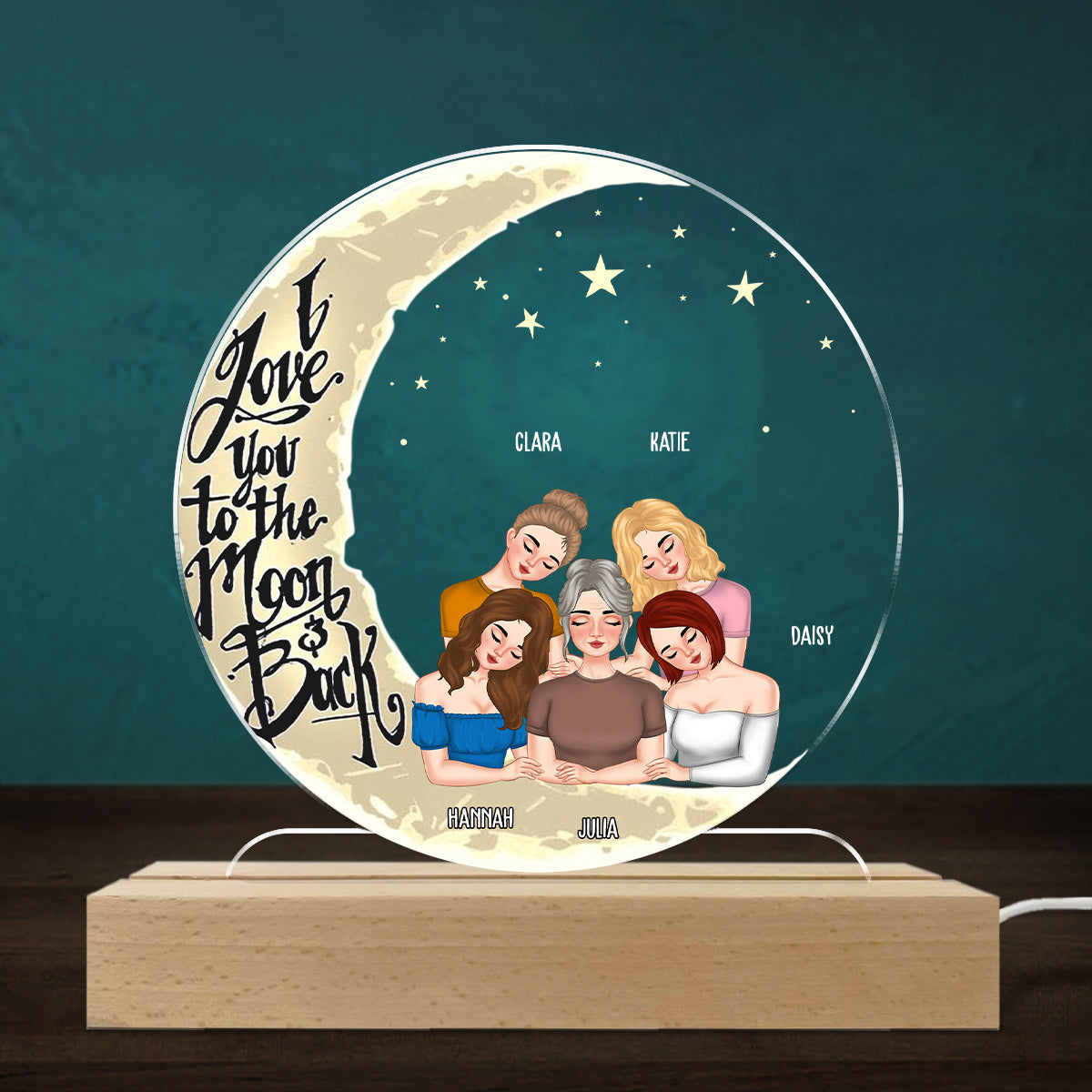 Love Mom To The Moon And Back - Personalized Custom LED Light