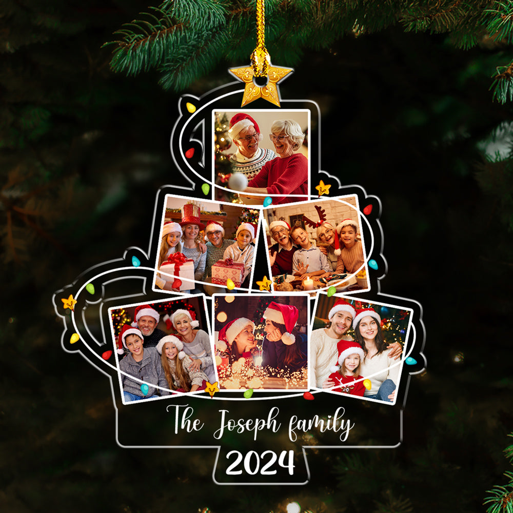 Photo Family Christmas Tree 2 - Personalized Custom Acrylic Ornament