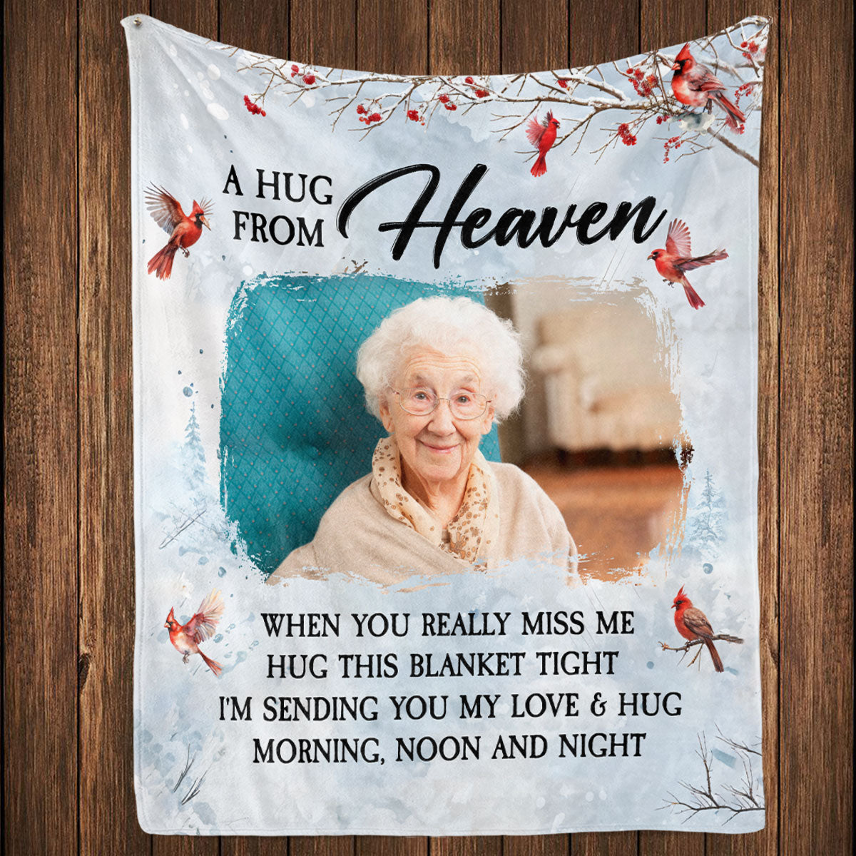 A Hug From Heaven Custom Photo - Personalized Custom Fleece Blanket