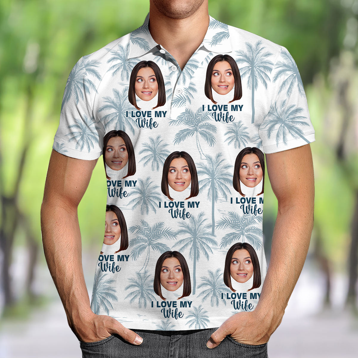 Love My Wife - Personalized Photo Polo Shirt