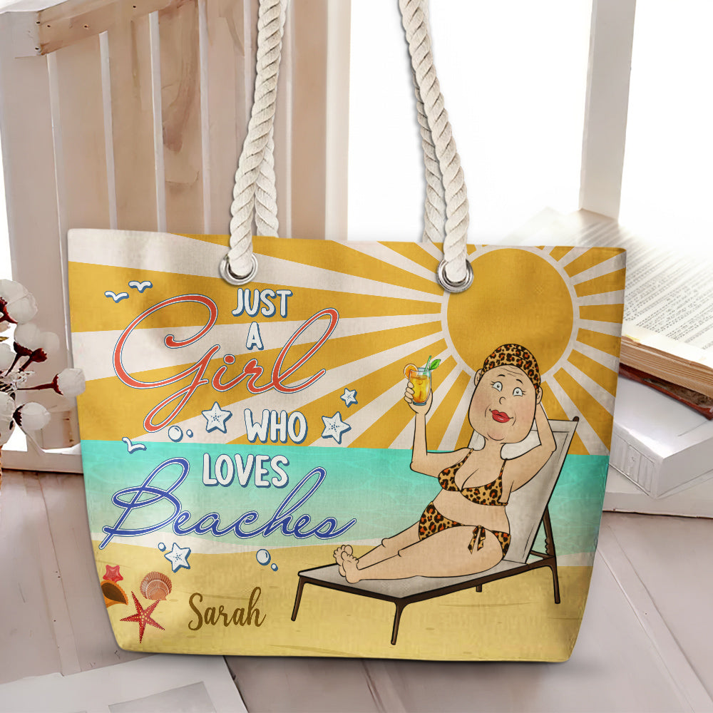 Just A Girl Who Loves Beaches - Personalized Beach Bag