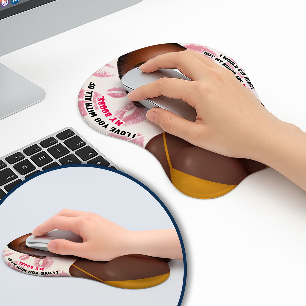 Love You With All Of My Heart Custom Face - Personalized Custom 3D Mouse Pad