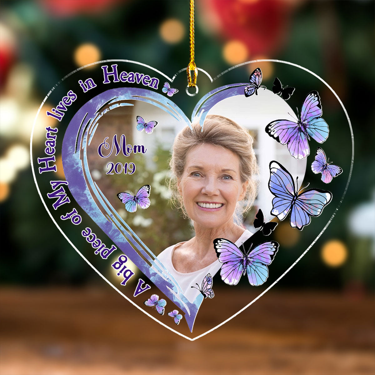 A Big Piece Of My Heart Lives In Heaven - Personalized Custom Acrylic Ornament