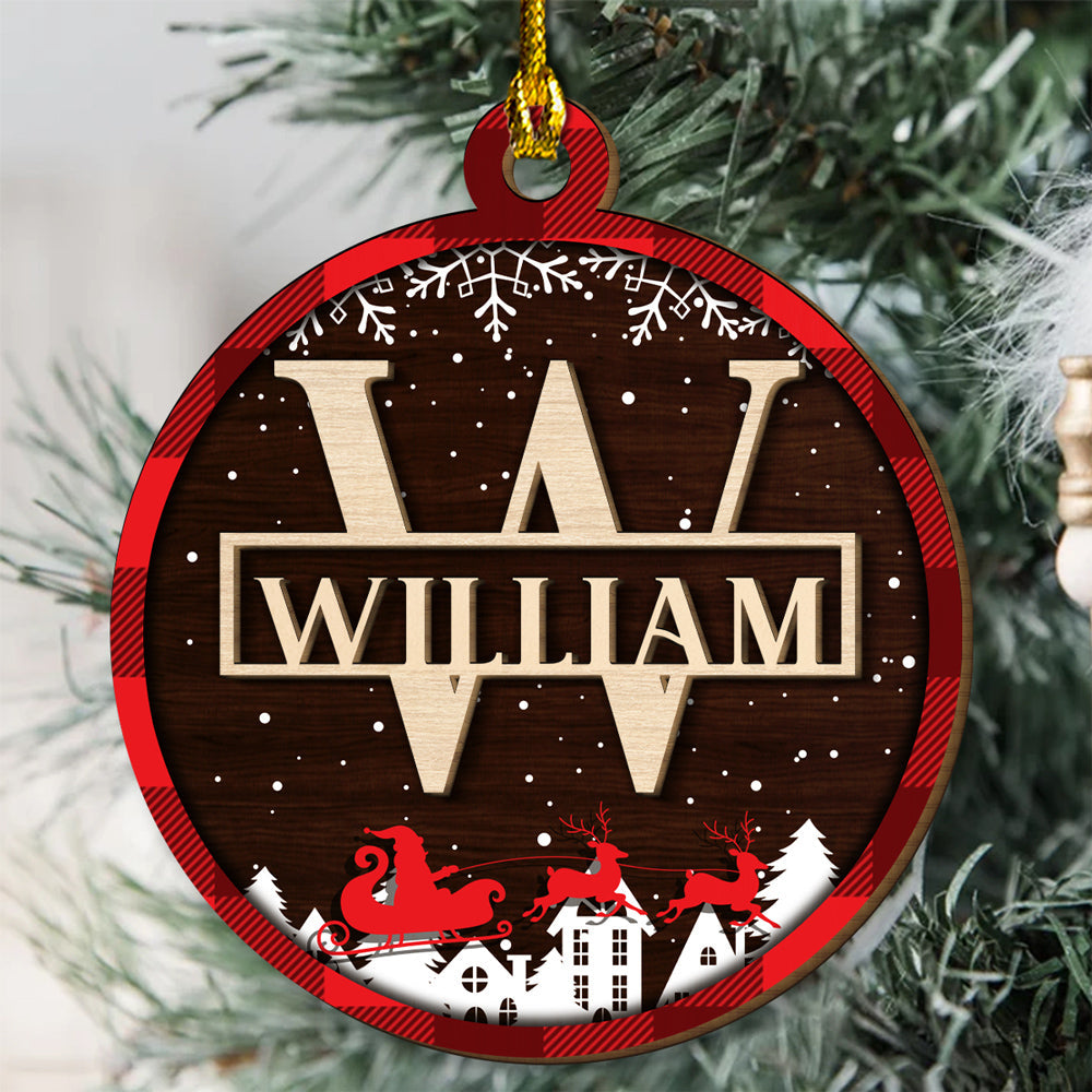 Custom Name Merry Christmas - Personalized Custom 2-layered Wood Ornament