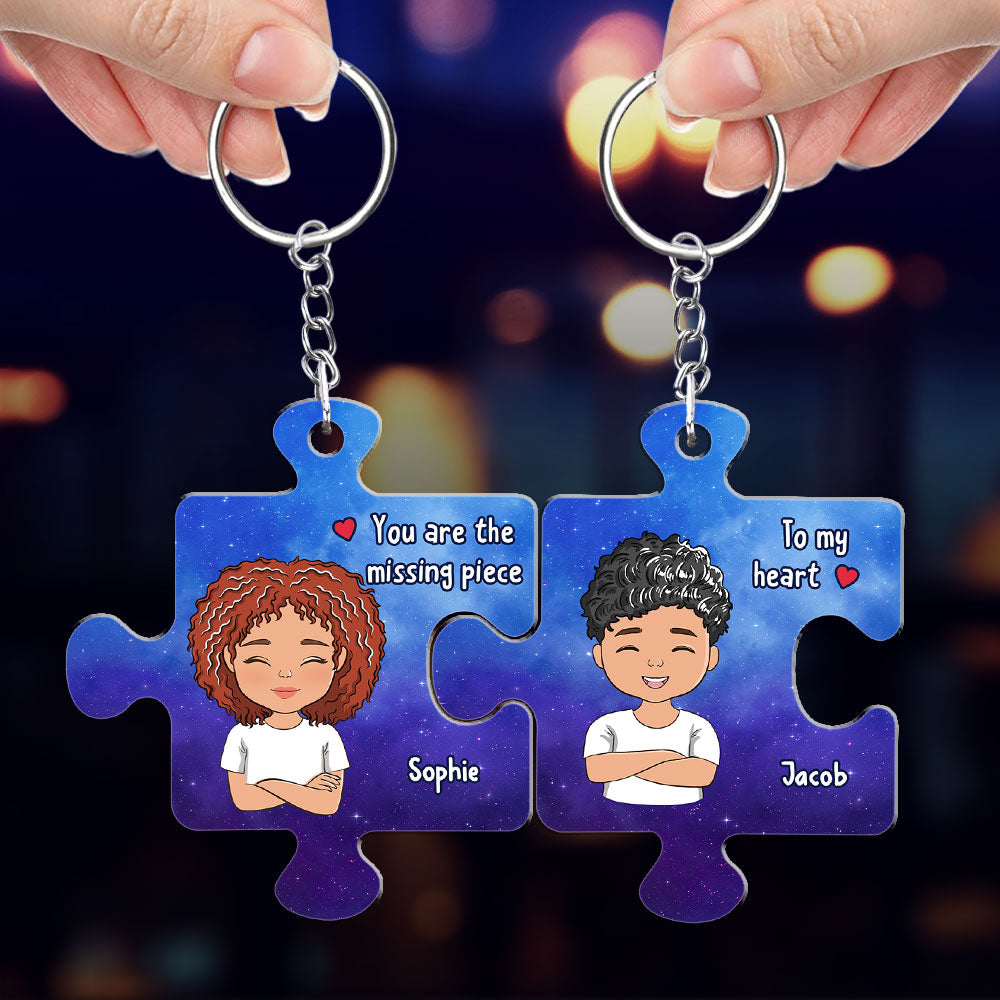 Custom Star Map The Missing Piece - Personalized Custom Couple Acrylic Keychain
