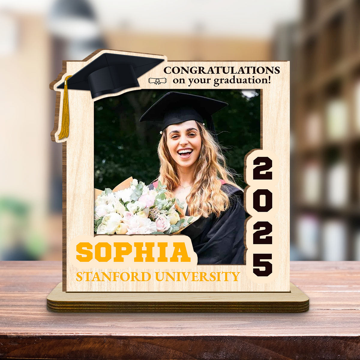 A Journey Completed - Personalized Custom 2-Layer Wood Plaque With Flat Base