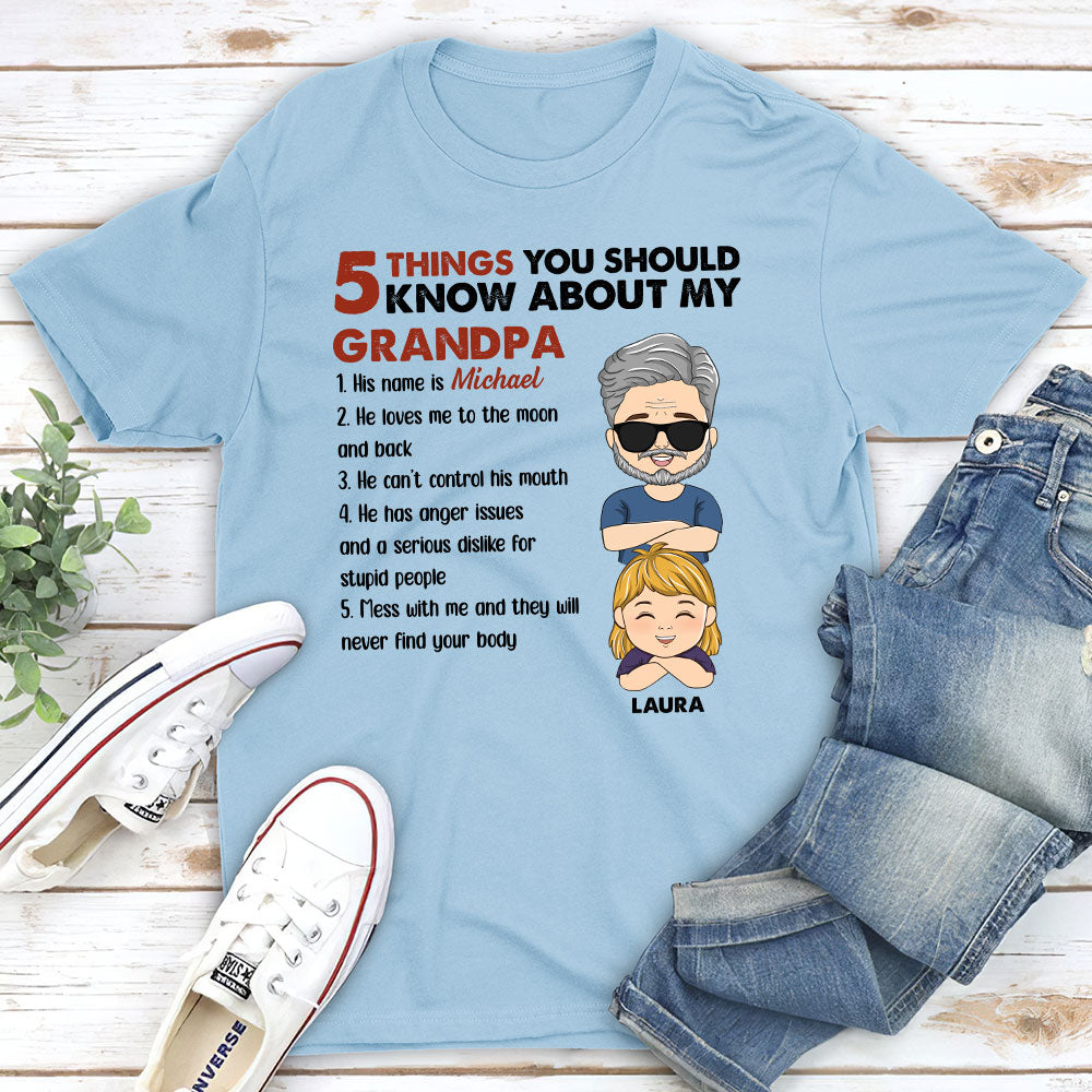 5 Thing You Should Know About My Grandpa - Personalized Custom Unisex T-shirt
