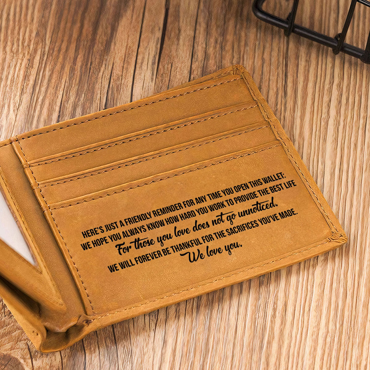 Fist Bump Dad - Personalized Custom Men Leather Wallet