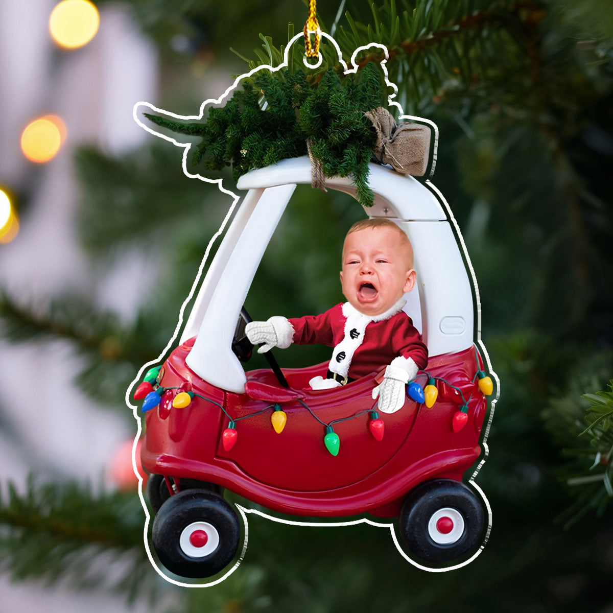 Custom Baby Kid In Car - Personalized Custom Acrylic Ornament
