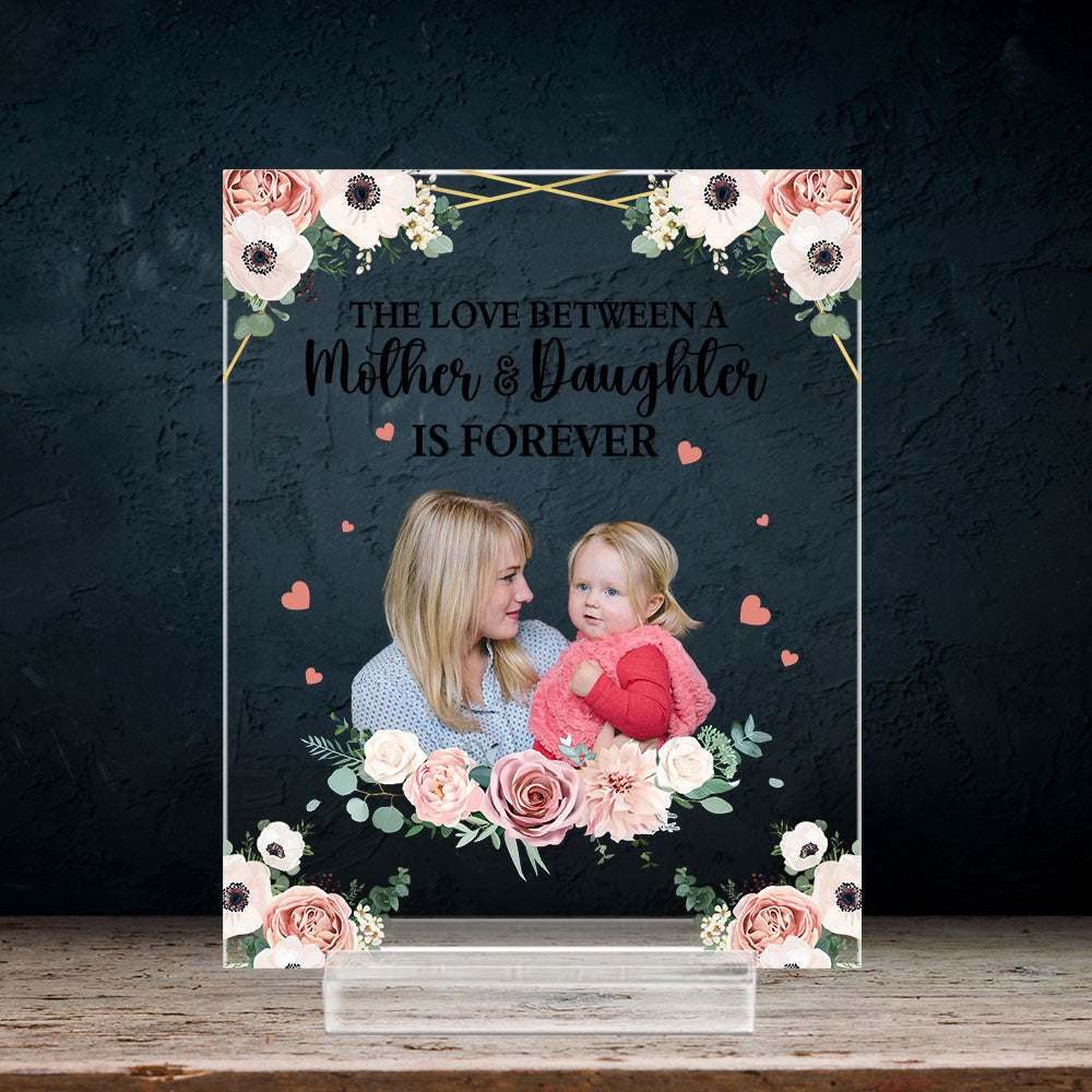 Mother And Children Forever Linked Together - Personalized Custom Acrylic Plaque With Base