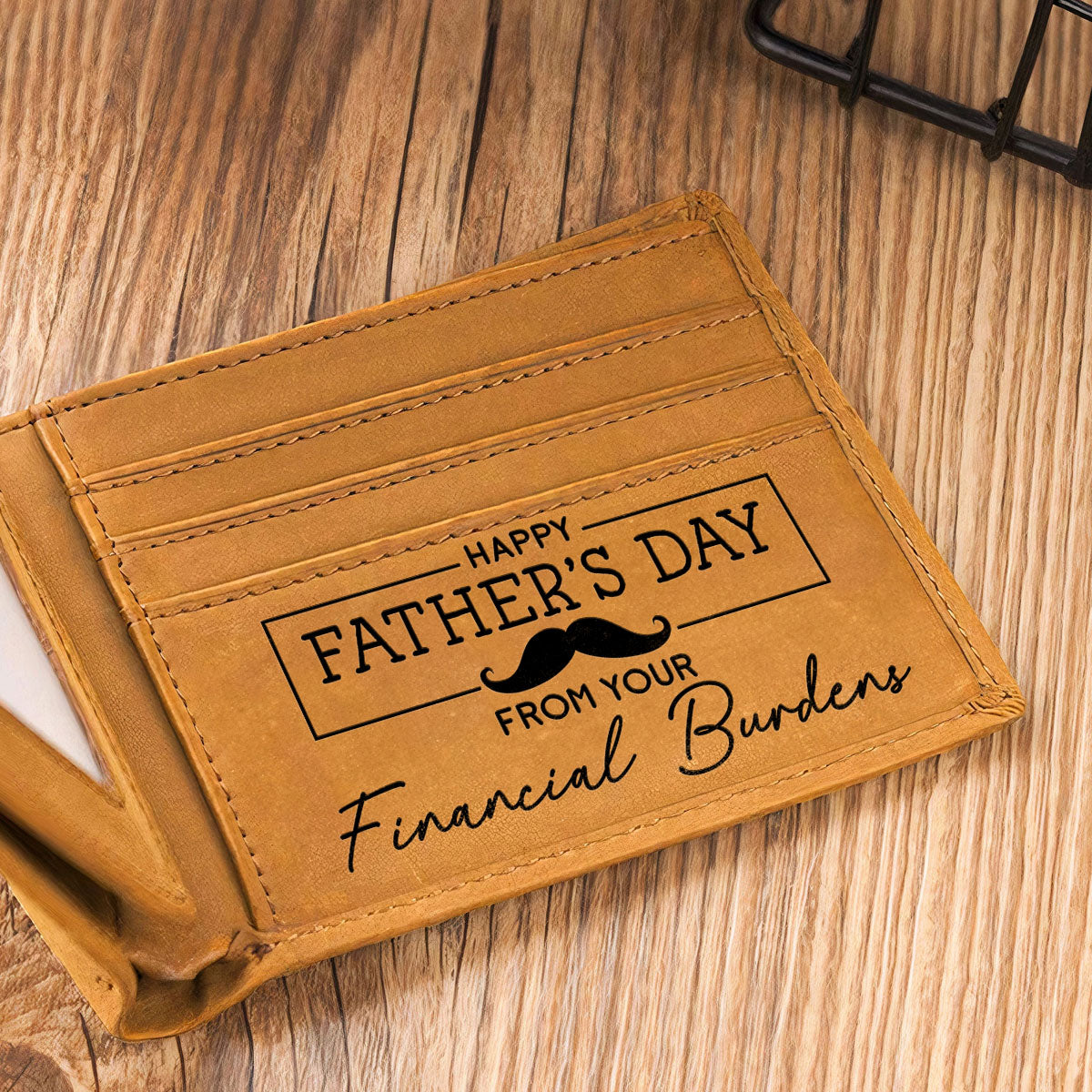 Happy Fathers Day - Personalized Custom Men Leather Wallet