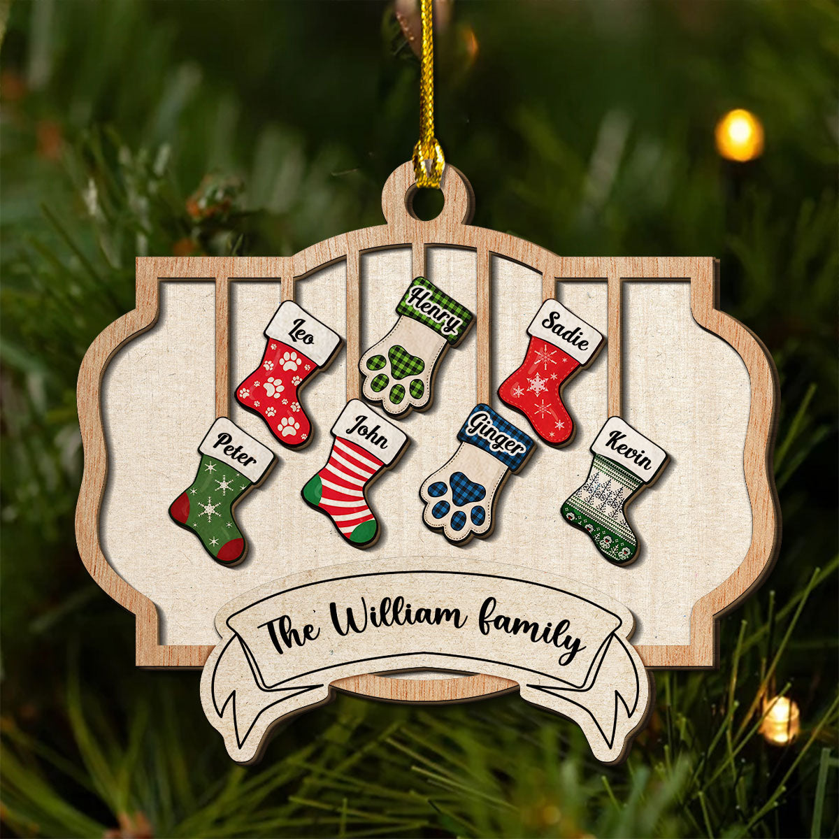 Family Christmas - Personalized Custom 2-Layered Wood Ornament