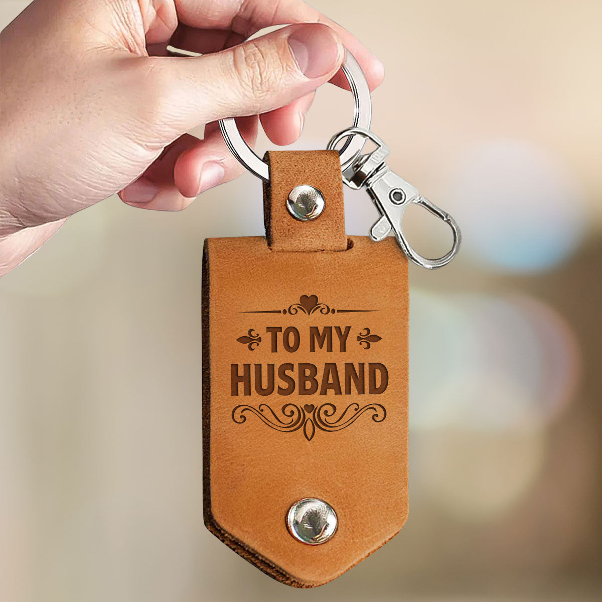 Drive Safe I Need You Here With Me - Personalized Leather Photo Keychain