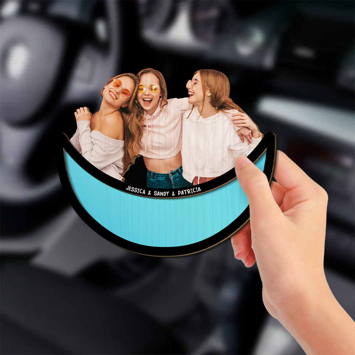 Friends Sitting On The Moon - Personalized Custom Car Visor Clip