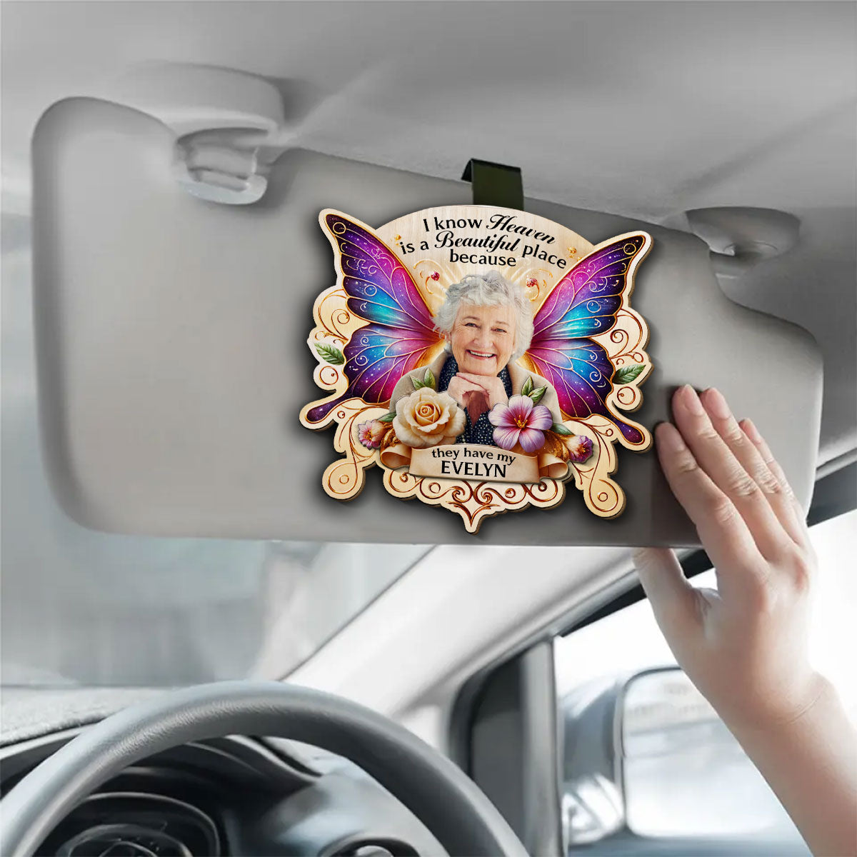 I Know Heaven Is A Beautiful - Personalized Custom Car Visor Clip