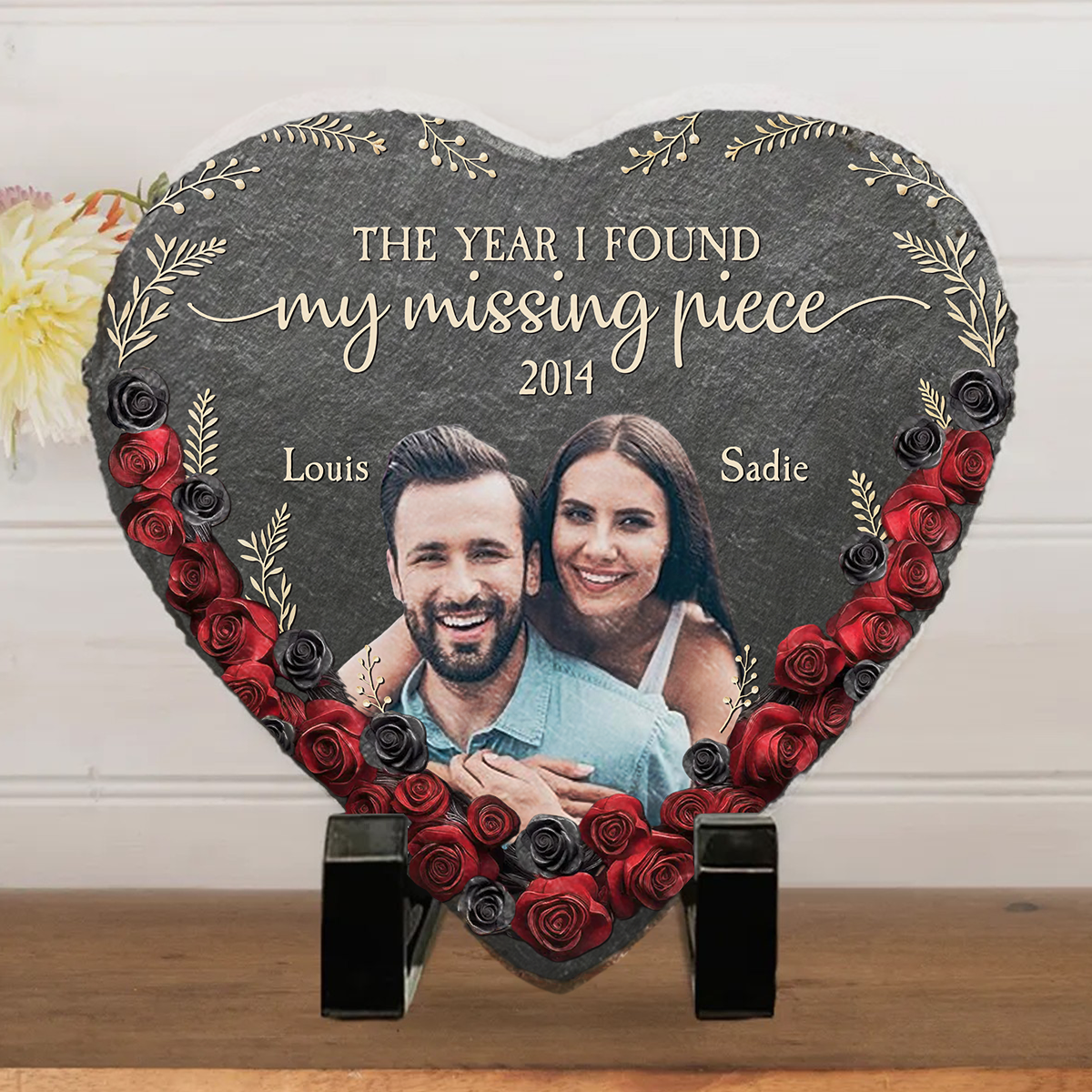 The Year I Found - Personalized Custom Heart Shaped Stone