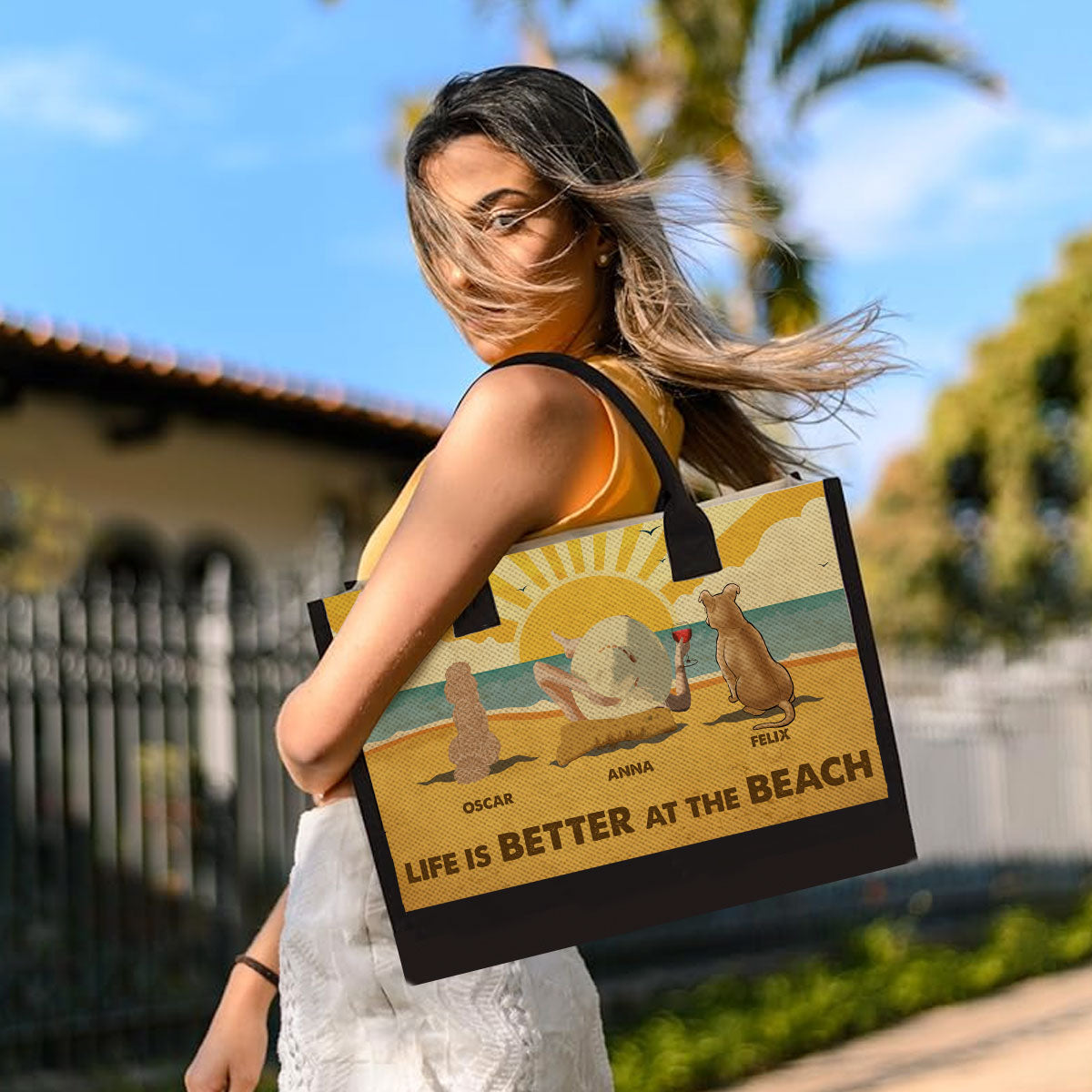 Beach Vibes - Personalized Custom Canvas Tote Bag