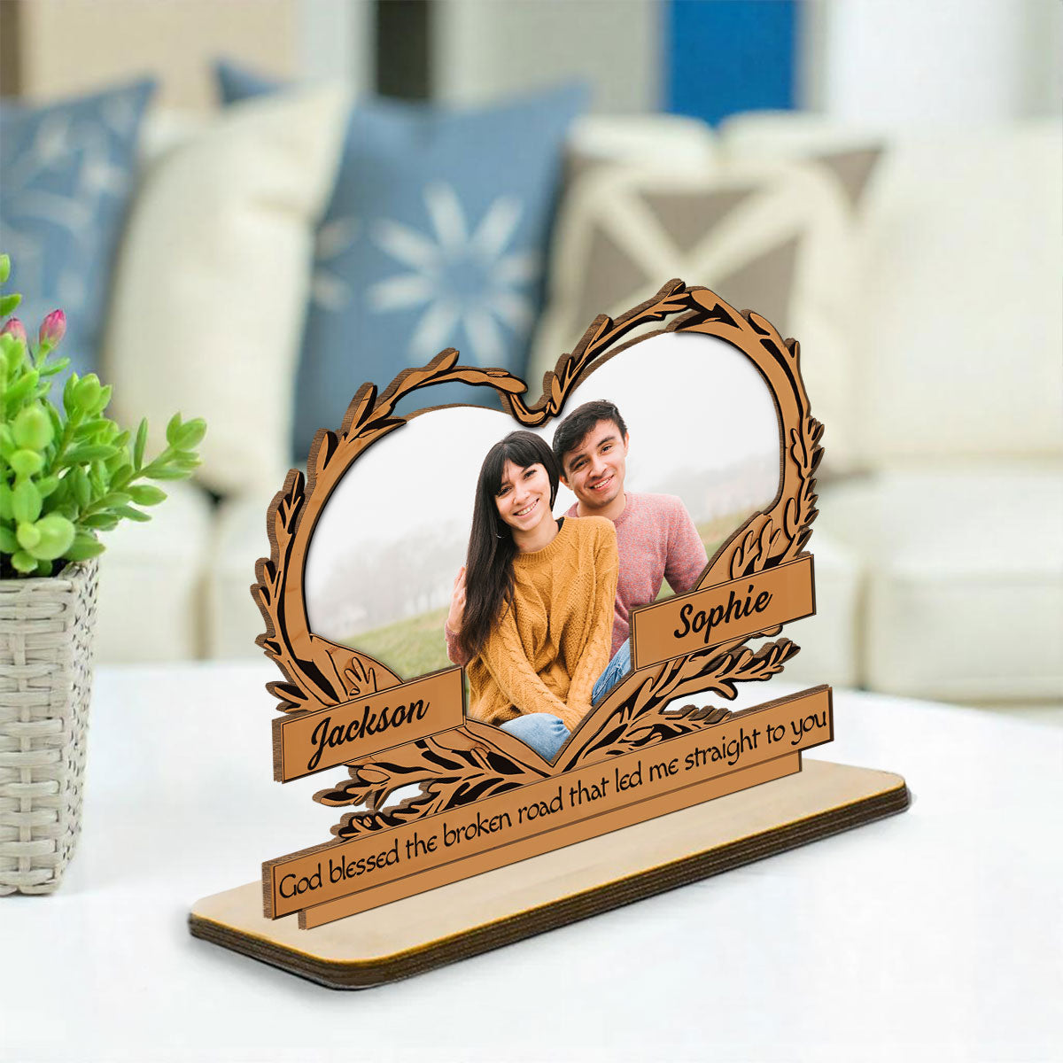 Led Me Straight To You - Personalized Custom 2-Layer Wood Plaque With Flat Base