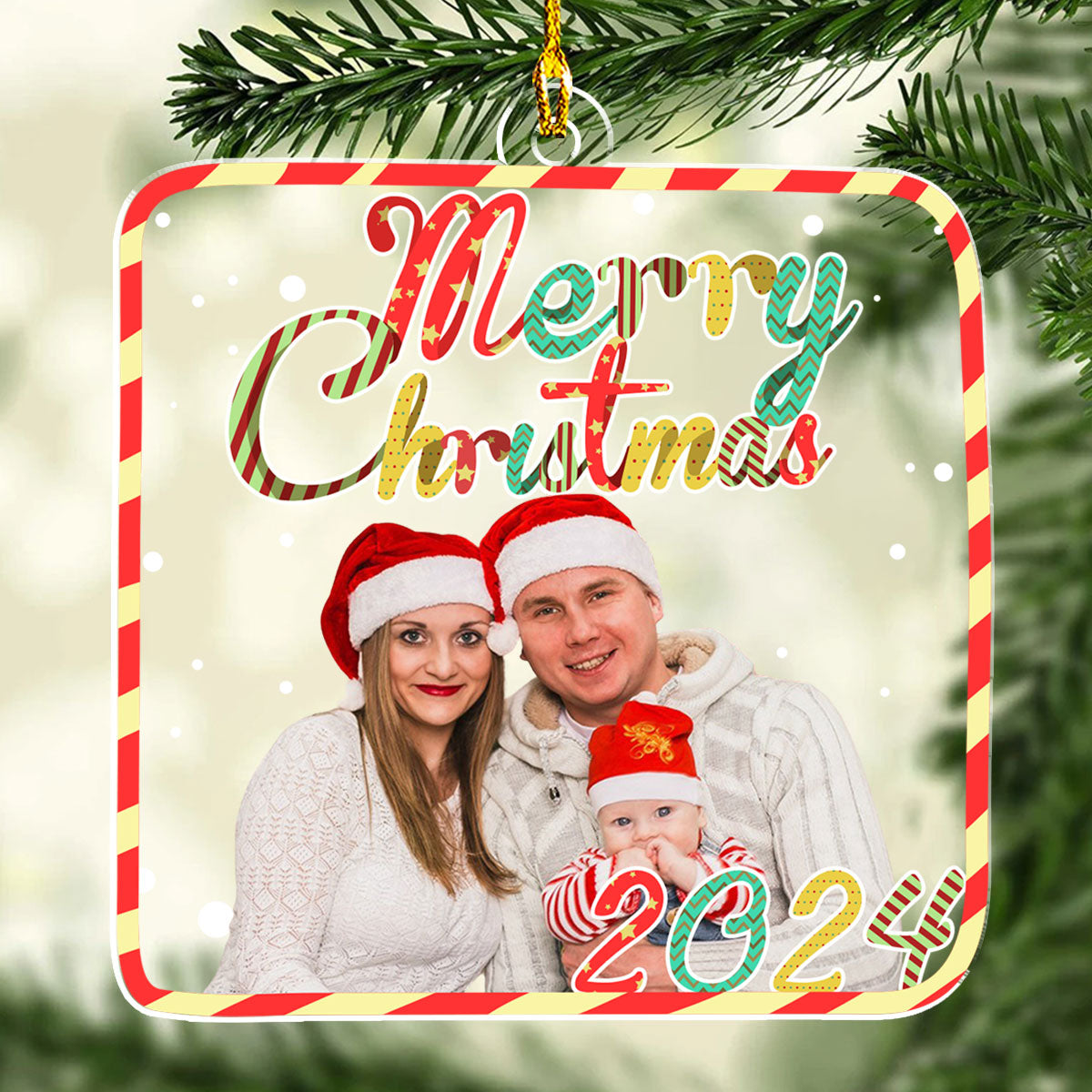 Our family At Christmas - Personalized Custom Acrylic Ornament