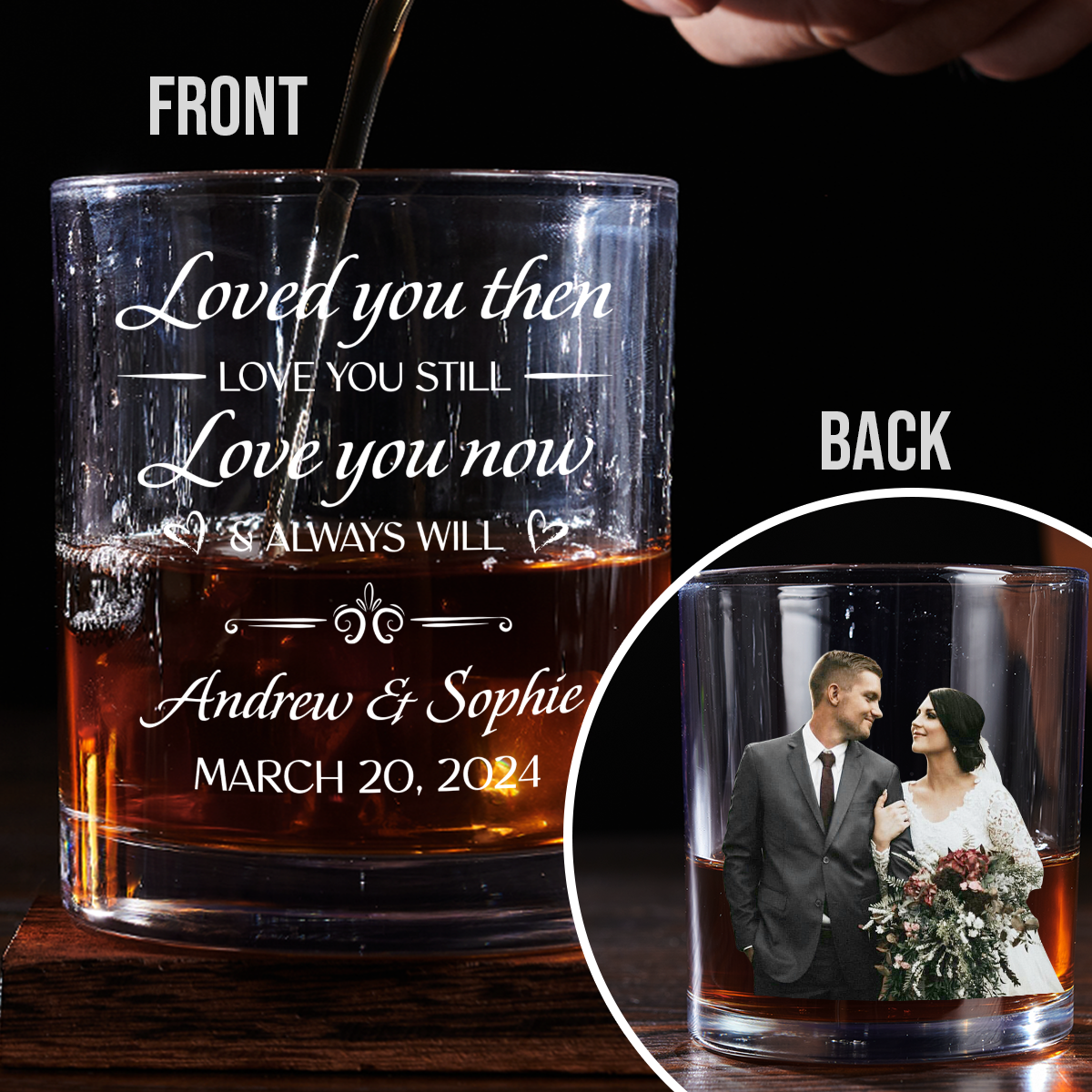 Love You Now And Always Will - Personalized Custom Whiskey Glass