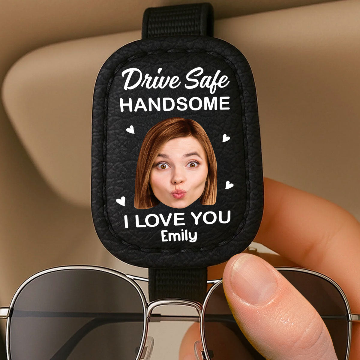 I Love You - Personalized Custom Sunglasses Holder For Car Visor
