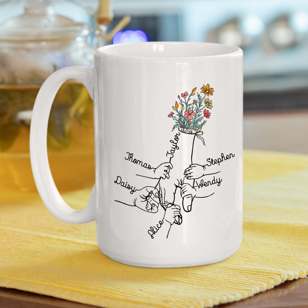 Holding Hand Of Mom - Personalized Custom Coffee Mug