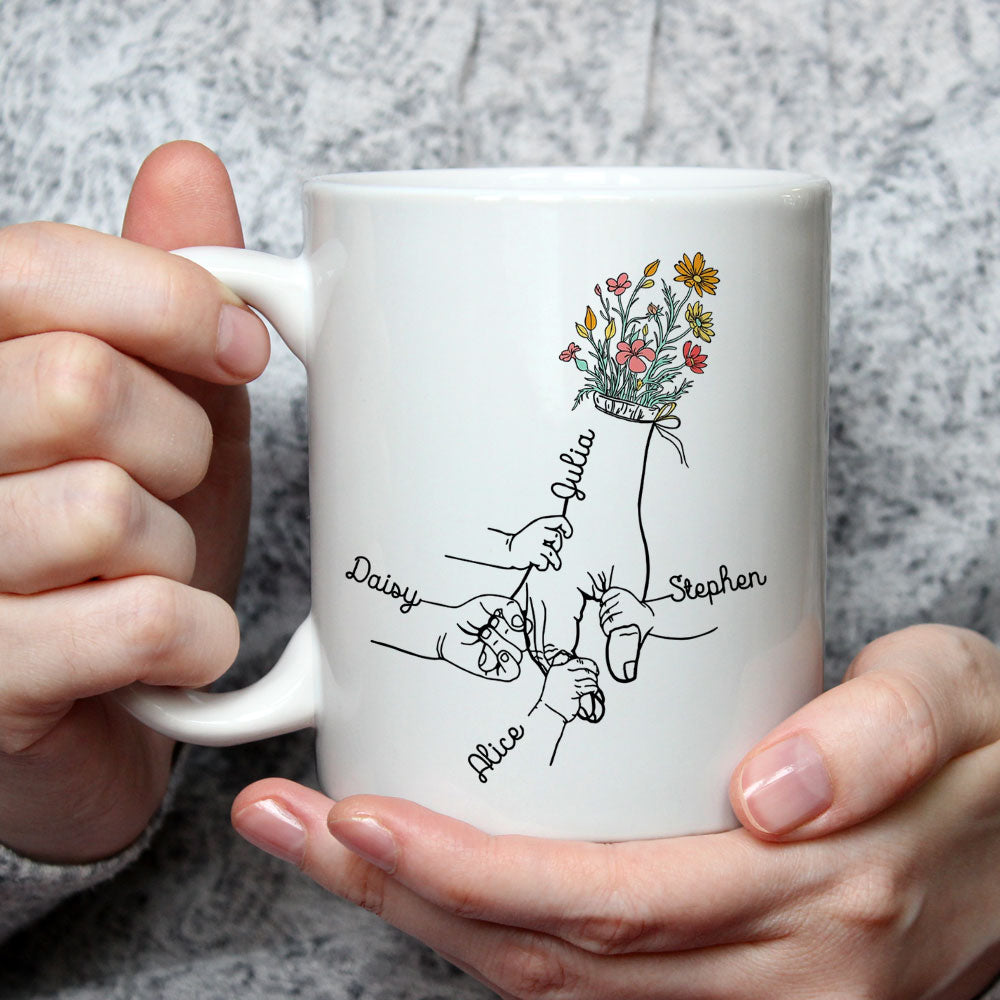 Holding Hand Of Mom - Personalized Custom Coffee Mug