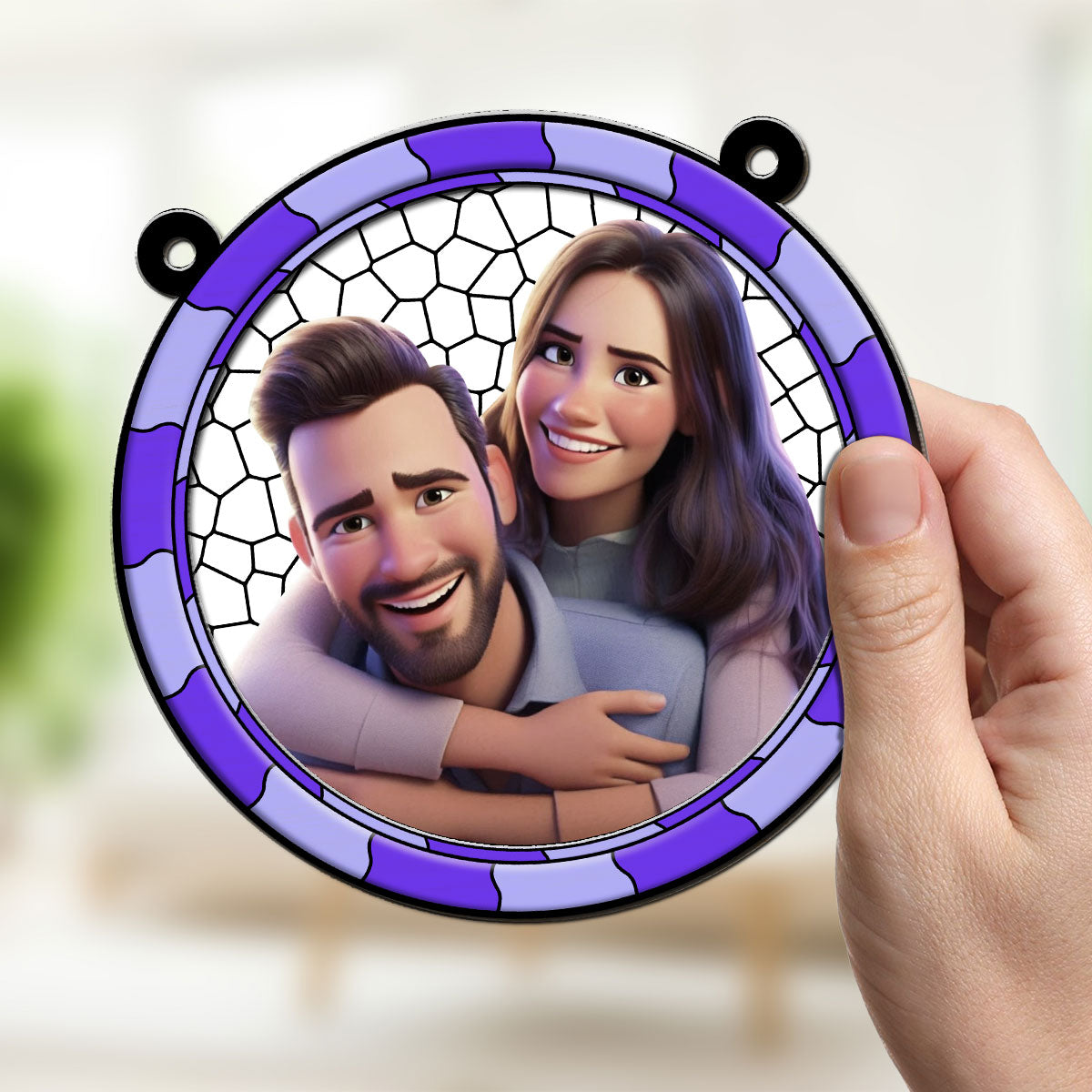 Cartoon There Is Love - Personalized Custom Suncatcher